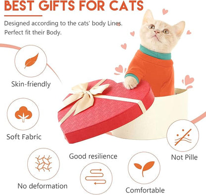Sticky Cat Clothes Stretchy, Sphynx Hairless Sweater & Pajamas for Cats only, Soft Cat Onesie for Cats After Surgery Female Male & Hair Loss Prevention, Orange XL