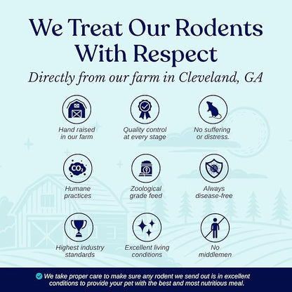 MiceDirect Frozen Rat Pups Snake Food - Frozen Rats for Snakes like Juvenile Ball Pythons, Adult Corn & Ball Pythons, Sub-Adult Red Tail Boas, Monitor Lizards, Birds of Prey - 2.5-3.5 in (25 Count)