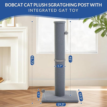 Cat Craft Cat Scratching Post Large Reticulate Carpet Scratching Post for Indoor Cats, Tall Cat Scratch Post, Carpet Cat Scratcher with Replaceable Toys, Sturdy Base, Large, Light Gray