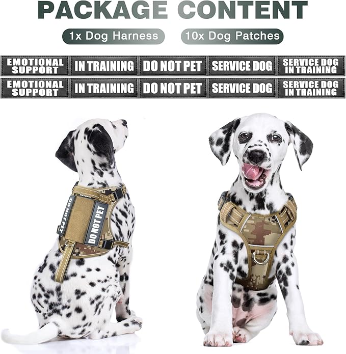 WINSEE Tactical Dog Harness, No Pull Dog Harness for Medium Large Dogs with Handle & Molle, Military Service Dog Vest Harness in Training Pet Harness for Small Dogs