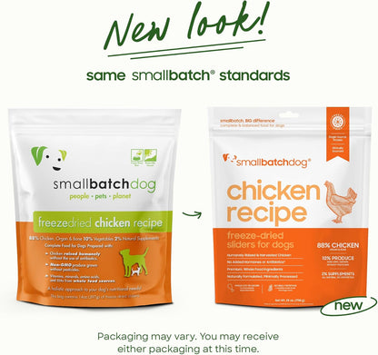 smallbatch Pets Freeze Dried Raw Dog Food, Chicken Recipe, 14 oz, Organic High Protein Dog Food, Grain Free, Made in The USA, Humanely Raised Meat, Single Protein, for Picky Eaters, Hydrate & Serve