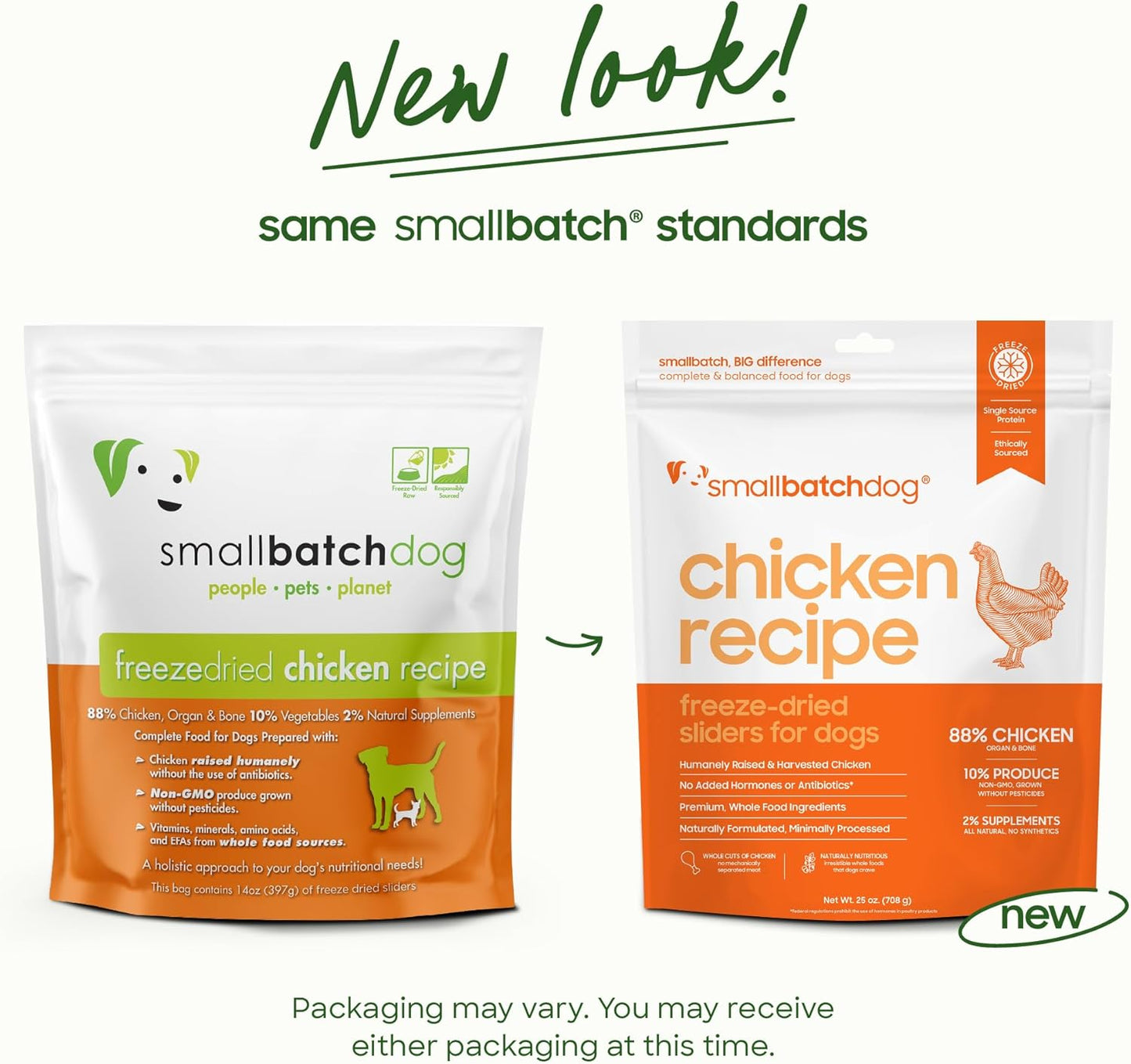 smallbatch Pets Freeze Dried Raw Dog Food, Chicken Recipe, 25 oz, Organic High Protein Dog Food, Grain Free, Made in The USA, Humanely Raised Meat, Single Protein, for Picky Eaters, Hydrate & Serve