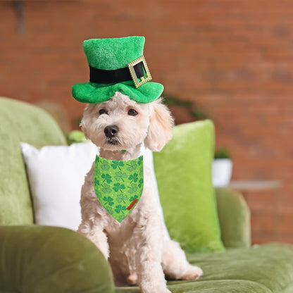 ADOGGYGO St. Patrick's Day Dog Bandana, Green Shamrock Pet Scarf, Adjustable Fit Saint Patrick Bandanas for Small Dogs (Small)