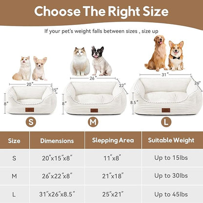 Orthopedic Dog Bed for Medium Dogs,Dog Sofa Beds Supportive Foam Pet Couch Bed with Removable Washable Mat and Nonskid Bottom (Medium, Cream)