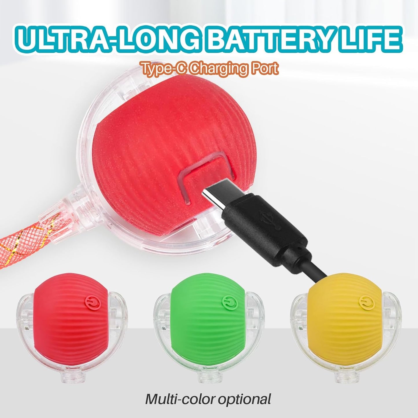 Interactive cat Toy cat Toys for Indoor Cats Agile Moving Cat Ball with Elastic Mesh Tail Automatic Kitten Toys Motion Activated Ball (Red)