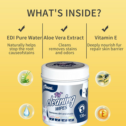 MIOSSZI 130 PCS Pet Eye Wipes for Dogs & Cats Tear Stain Remover Wipes for Dog Eyes Wipes Gently Remove Tear Stain, Debris, Discharge Hypoallergenic Cat Eye Wipes Pet Cleaning for Eyes Grooming Wipes