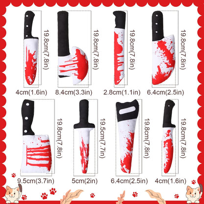Honoson 8 Pcs Knife Cat Chew Toys Catnip Toys Interactive Stuffed Kitten Chew Toys Teething Resistant for Christmas Halloween Indoor Kitten Cats Boredom Relief Teeth Cleaning(Knife Pattern)