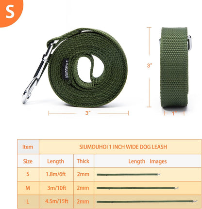 Strong Durable 6 ft Nylon Dog Training Leash, 1 Inch Wide Traction Rope, for Small and Medium Dog (Military Green, 6 Feet)