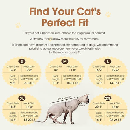 DENTRUN Cat Sweater Winter Clothes - Plush Fleece Coat with Cotton Lining, Anti-Static, Front Legs Kitten Pajamas, Stretch Ribbed Cuffs for Warmth, Cozy Christmas Outfit for Small Medium Large Cats