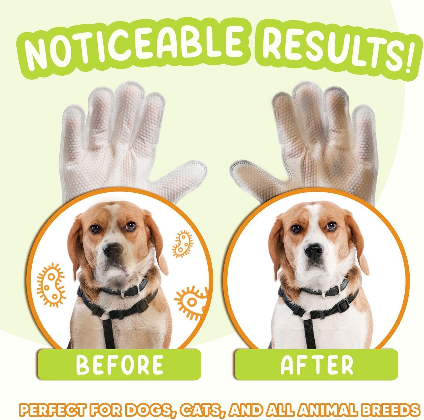 Pet Glove Wipes for Dogs & Cats | Nourish & Clean Fur & Skin | Coconut Oil & Chamomile Rinse-Free Wipes | Bathing Glove Wipes for Daily Care and Travel | Natural, Hypoallergenic (8 Pack)