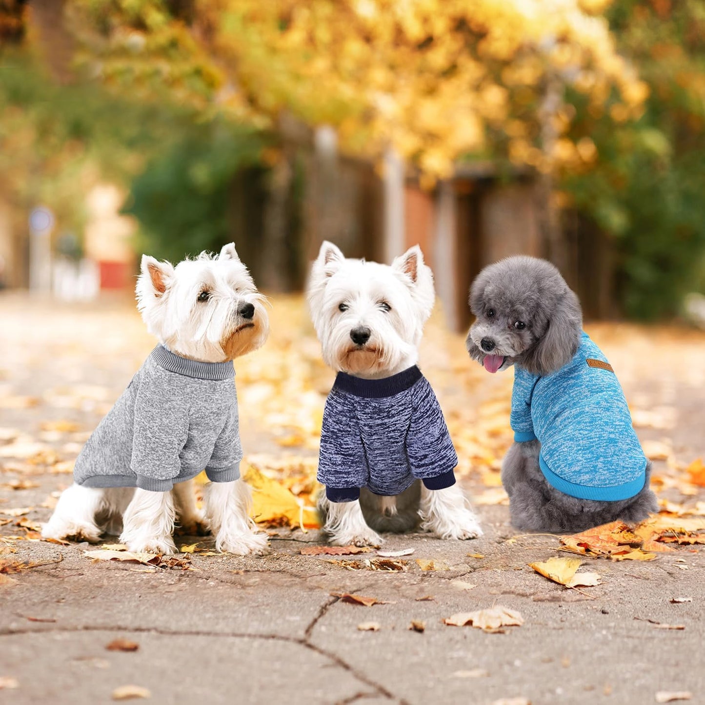 Idepet Pet Dog Classic Knitwear Sweater 3 Pcs, Fleece Coat for Small,Medium Dogs,Warm Pet Dog Cat Clothes,Soft Puppy Customes for Dog Grils Boys,Small