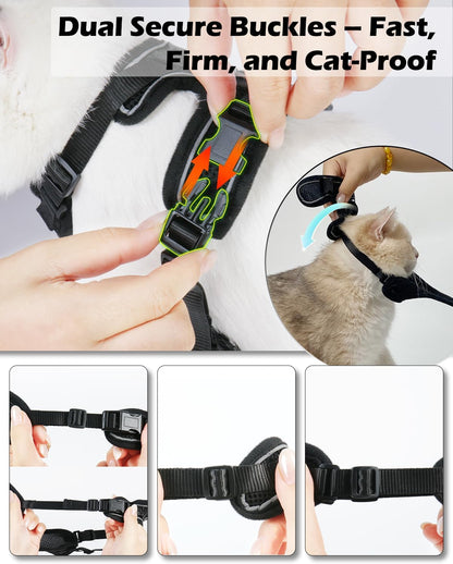 Luxelle 2 Pack Escape-Proof Cat Harness and Leash Set for Walking – Adjustable No Pull Soft Vest with Easy-Wear Buckle, Reflective Straps, Breathable Mesh – Outdoor Travel Harness for Cats & Kittens