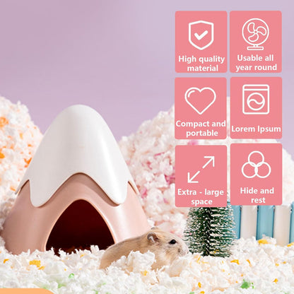 Hamster Hideout, Snowy Mountain Shape Hamster Hide House,Cute Small Animal Habitat Hideaway Hut for Syrian Hamsters, Mice, Gerbils, Rats (Pink)