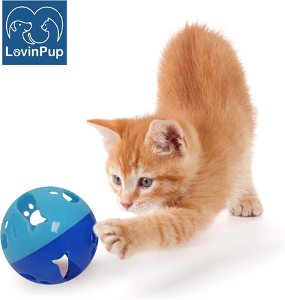 Cat Ball Toy with Bell Larger Size, Bells Jingle as Balls Roll, 3 Pack, Set of 3 Cat Toys for Small or Large Cats, or Other Animals (Blue - 3 Pack)