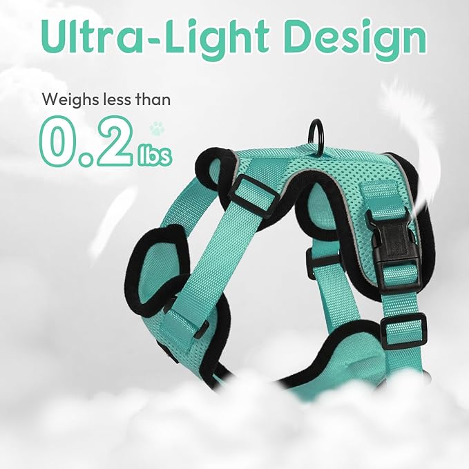 Dooradar Cat Harness and Leash Set, Escape Proof Safe Adjustable Kitten Vest Harnesses for Walking, Easy Control Soft Breathable Mesh Jacket with Reflective Strips for Cats, Green, S