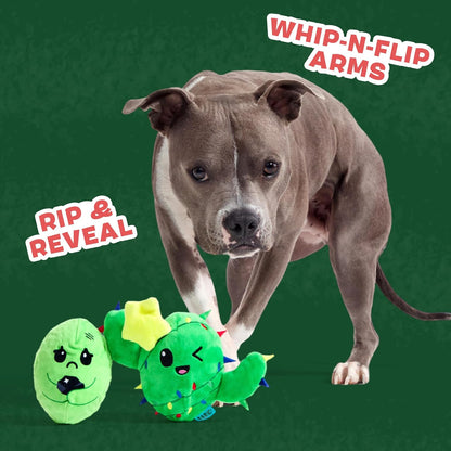 Barkbox Consuela The Christmas Cactus Dog Toy – Plush Rip & Reveal Holiday Toy with Whip-N-Flip Arms, Fluffy Stuffing & Hidden Spiky Ball Squeaker – Festive Play for Large Dogs