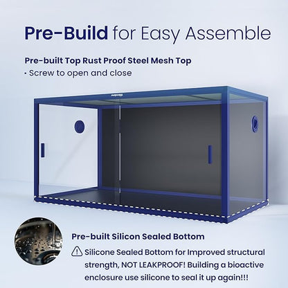 120 Gallon Bearded Dragon Tank,48" x 24" x 24" Reptile Tank with Sliding Door Top Screen Ventilation, Front Opening Reptile Enclosure for Easy Maintenance