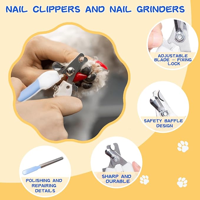 Grooming Brush Kit 8PCS，Dematting Comb for Shedding and Tangles，Cat Bath Supplies，Dogs Brushes for Grooming,Cat Brushs，Puppy Brush and Flea Comb