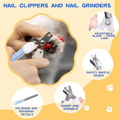 Grooming Brush Kit 8PCS，Dematting Comb for Shedding and Tangles，Cat Bath Supplies，Dogs Brushes for Grooming,Cat Brushs，Puppy Brush and Flea Comb