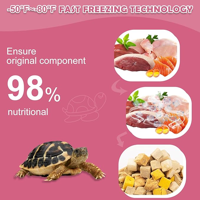 Freeze Dried Aquatic Turtle Food – 5-in-1 Chicken, Duck, Salmon, Egg Yolk & Liver Protein Blend, Scientifically Balanced for Box & Aquatic Turtles (145g)