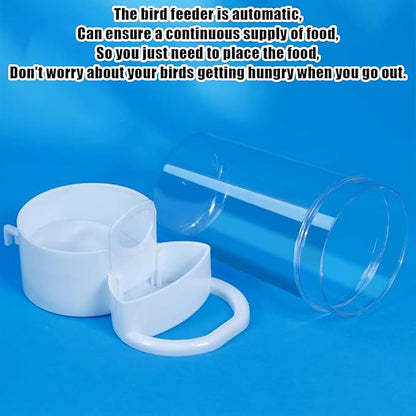 Automatic Bird Feeder and Water Dispenser, 2PCS Cage Accessories for Parrots, Budgie, Lovebirds, Parakeet, Cockatiel - Food Seed and Bottle Drinker (White 415ml)