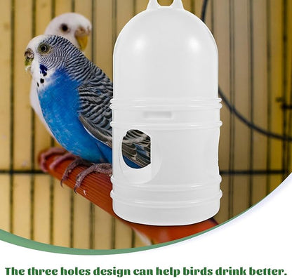 Bird Feeding Dispenser Pigeon Water Dispenser - 2pcs Birds Plastic Waterer Plastic Drinker with Handle for Pigeon Birds, Automatic Feeders (1L, White) Pet Drinker