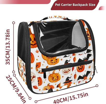 Pumpkin Helloween15 Pet Travel Carrier | Ventilated Comfortable Design with Safety Features | Ideal for Small to Medium Sized Pets Cats, Dogs etc