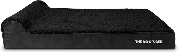 The Dog’s Bed Orthopedic Headrest Dog Bed XXL Black Plush, Memory Foam, Pain Relief for Arthritis, Hip & Elbow Dysplasia, Post Surgery, Lameness, Waterproof Washable Cover