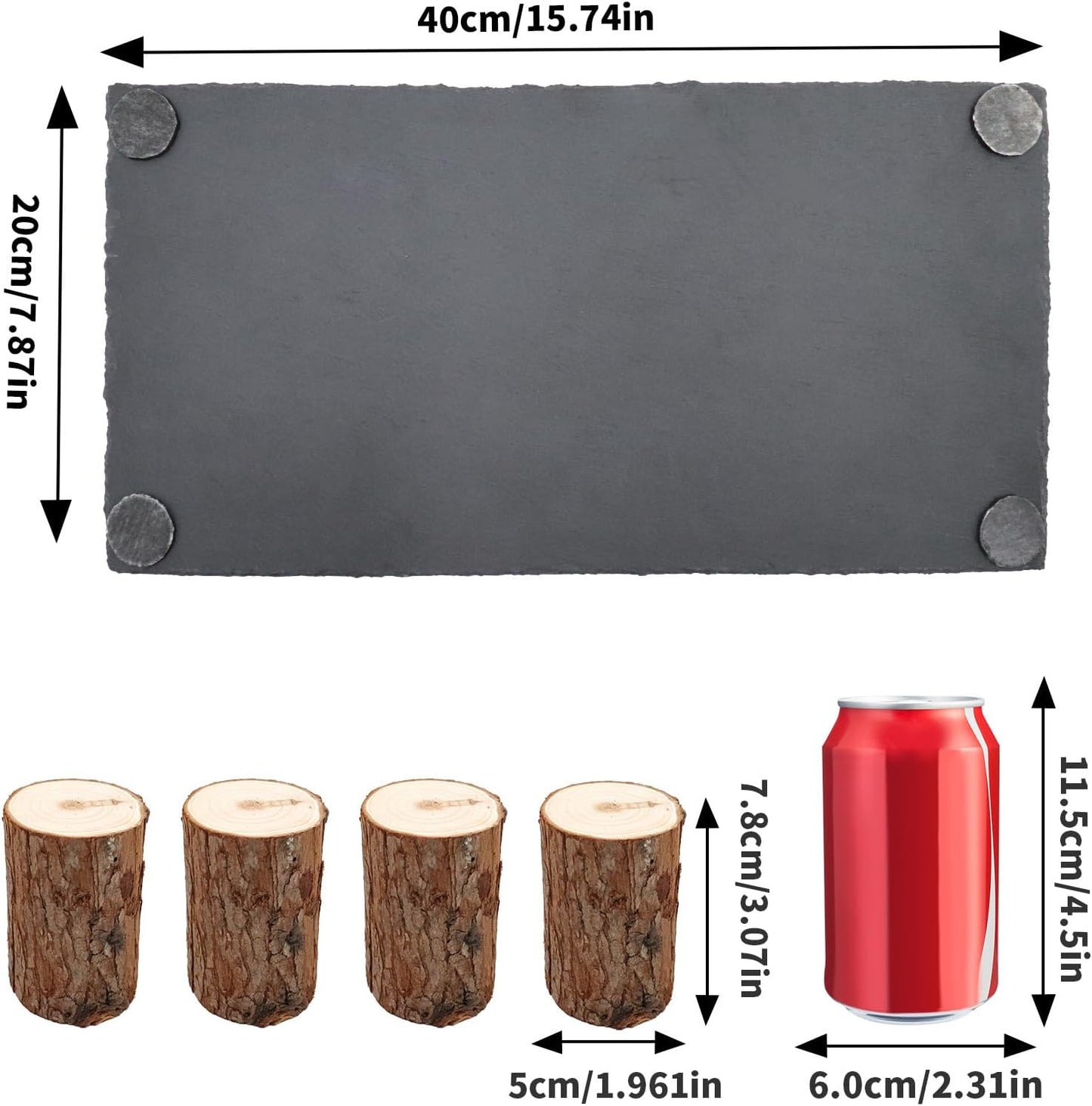 Bearded Dragon Basking Platform, Slate Rocks for Reptiles with Wooden Pile, Leopard Gecko Hides and Caves, Reptile Tank Accessories for Bearded Dragons, Geckos, Ball Pythons, Tortoise (Black, Large)