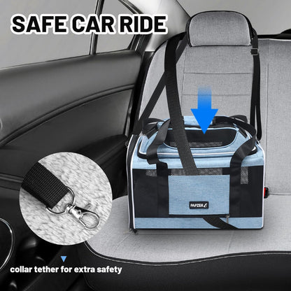 Cat Carrier Top-Expandable 18x11x11, United Delta American Airline Approved Dog Carrier, Soft Pet Carry-On Bag Underseat in Cabin, Puppy Air Travel Crate Kitten TSA Plane Carrying Case Blue