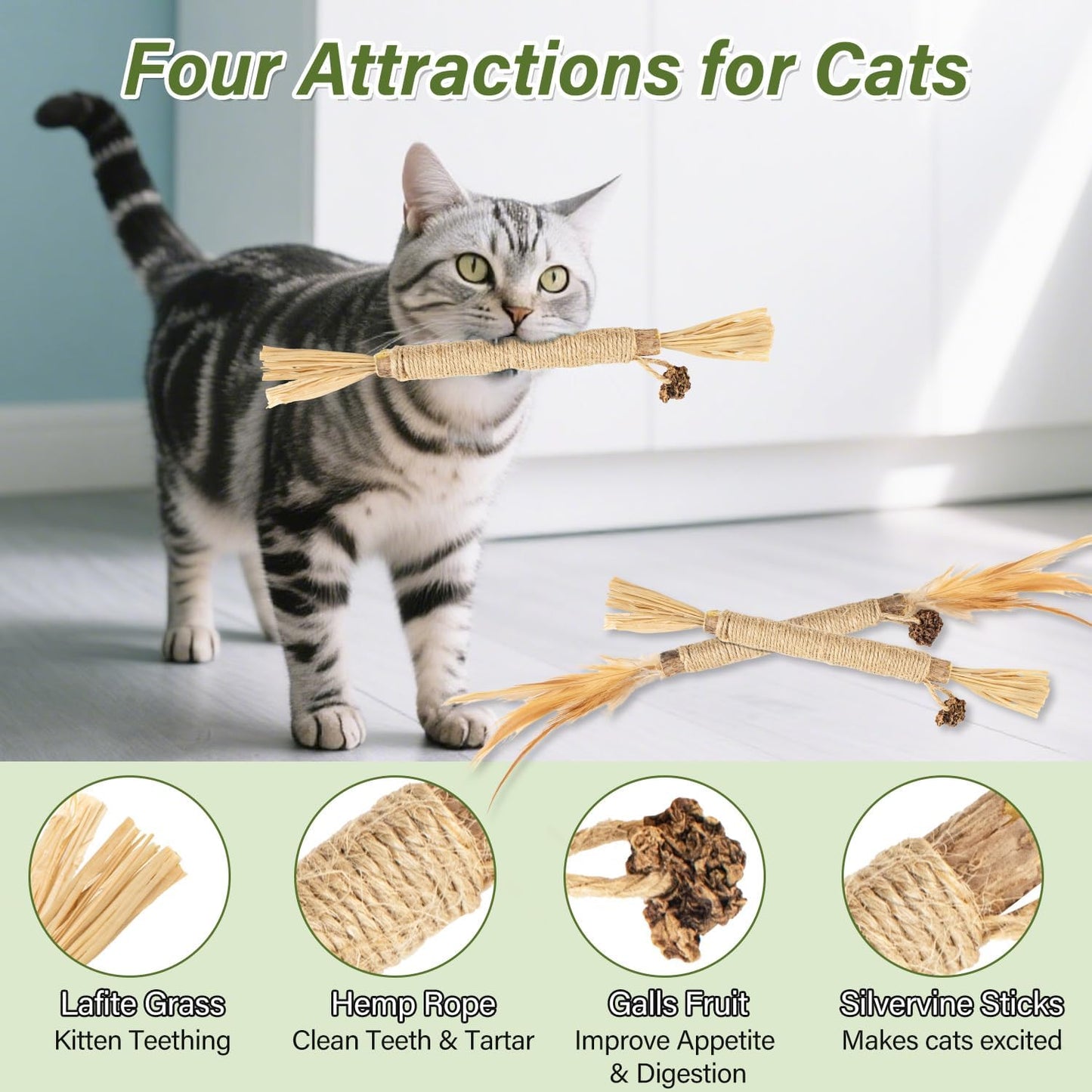 Silvervine Sticks for Cats Cat Chew Toy, Cat Teething Toys for Dental Cleaning Teeth, Cats Chew Stick for Kitten Teething, Kitten Chew Toys (15PCS)