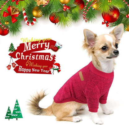 Idepet Pet Dog Classic Knitwear Sweater, Fleece Coat for Small,Medium Dog,Warm Pet Dog Cat Clothes,Soft Puppy Customes (M, WineRed)