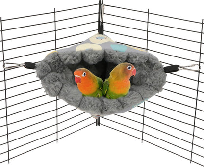 Wontee Bird Nest House Winter Warm Hanging Hammock Bird Bed Snuggle Hut for Parakeets Budgies Caique Conures Cockatiels (Medium, Grey)