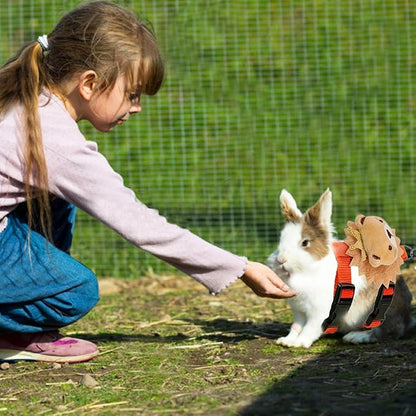 Set of 4 Adjustable Rabbit Harness and Leash for Small Pets, Ferret Leash with Decorations for Rabbit, Kitten, Puppy
