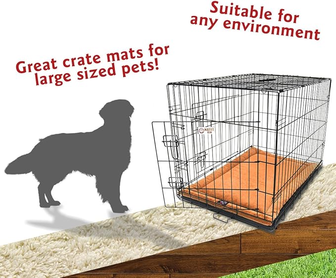 Majestic Pet Orthopedic Memory Foam Dog Crate Mat - Plush Pet Bed Pad for Crates & Kennels | USA Crafted | 42"x26" Villa Orange