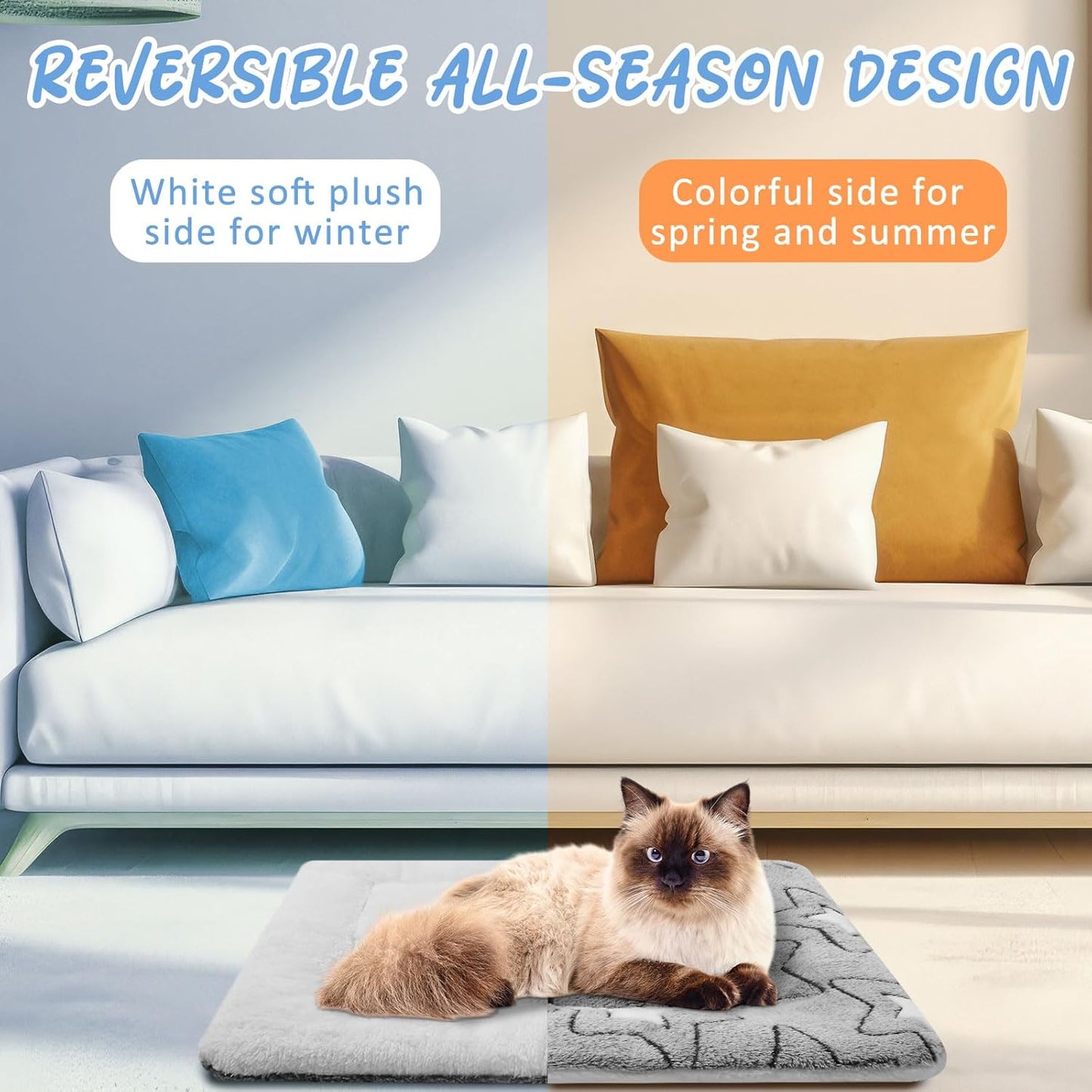 VitalCozy 2 Pack Self Warming Cat Mat Self Heating Pad Bed Reversible Machine Washable Reflects Body Heat Warm Thermal Pet Pad Crate Blanket for Feral and Indoor Cat(Double Star,21" X 14")