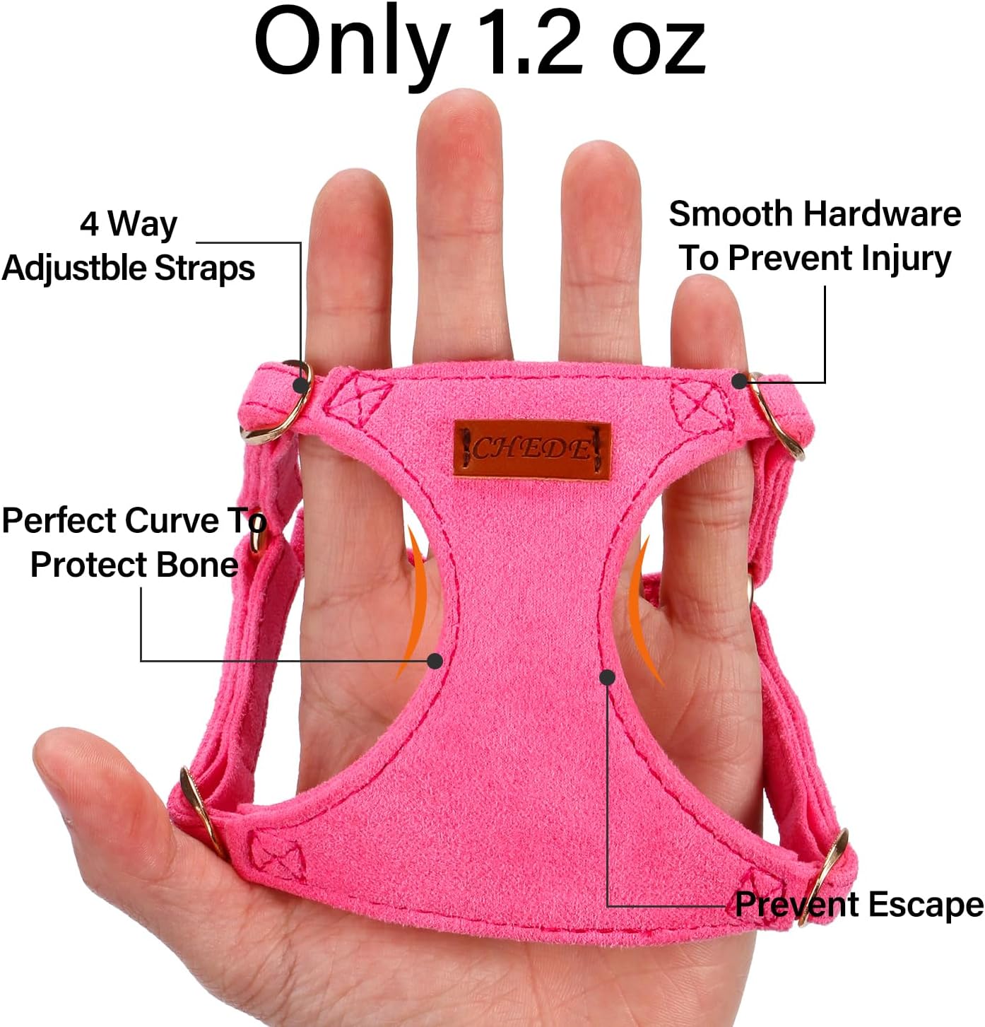 No Pull Dog Harness- Lightweight, Soft, Adjustable Small Harness Collar and Leash Set, Suitable for Cats Puppy Small and Medium-Sized Dog Outdoor Training and Running (hotpink, XS)