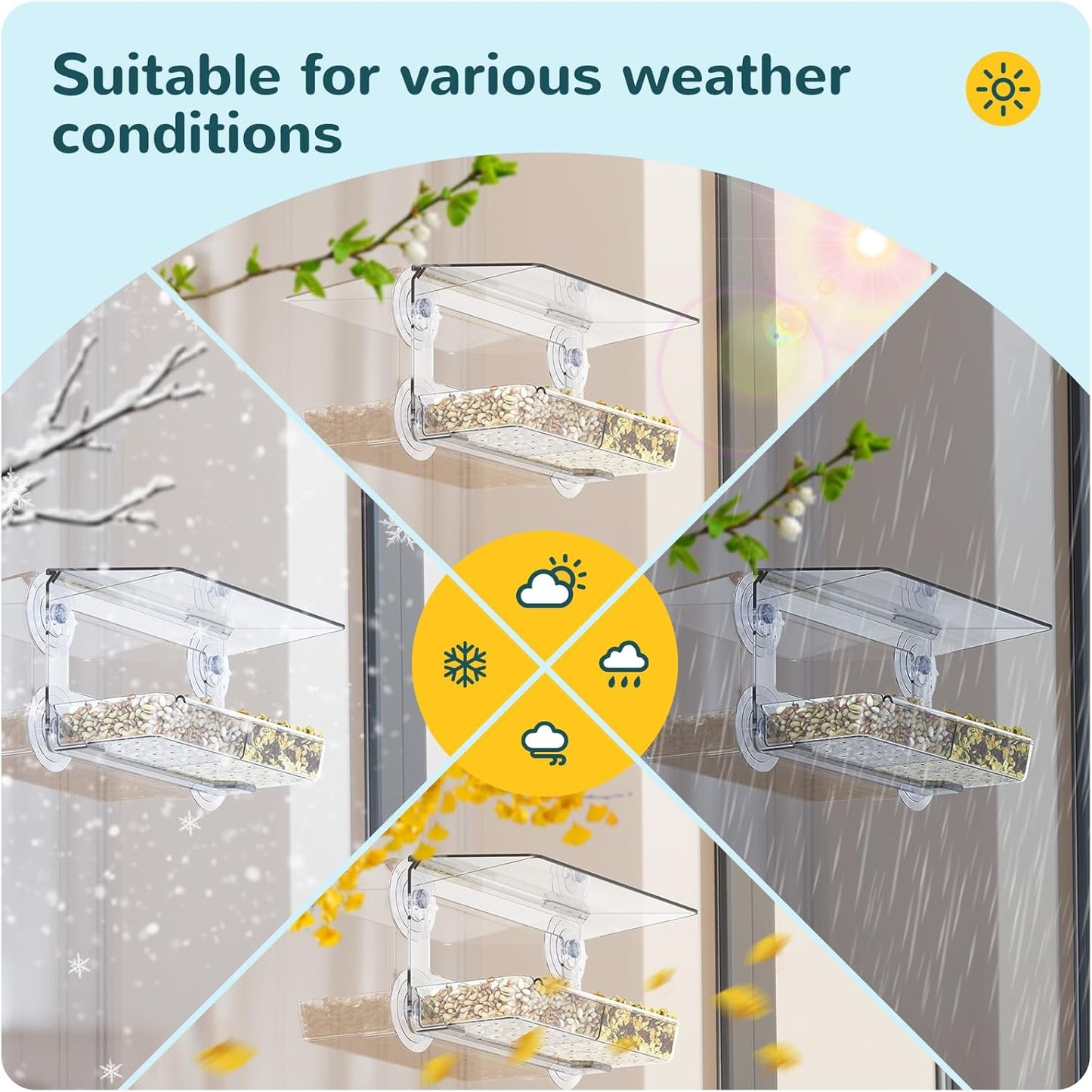 Window Bird Feeder with Strong Suction Cups, Clear Window Bird feedersfor Viewing, Cardinal Bird Feeders for Outside, Unique Gift