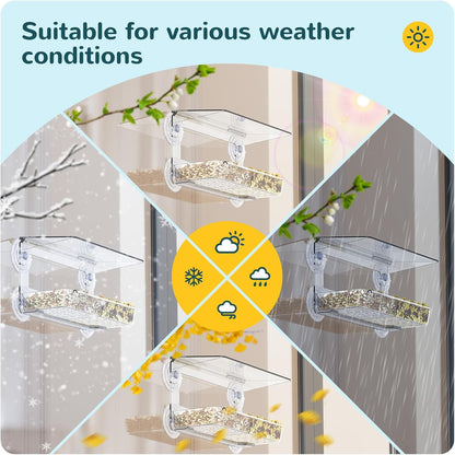 Window Bird Feeder with Strong Suction Cups, Clear Window Bird feedersfor Viewing, Cardinal Bird Feeders for Outside, Unique Gift