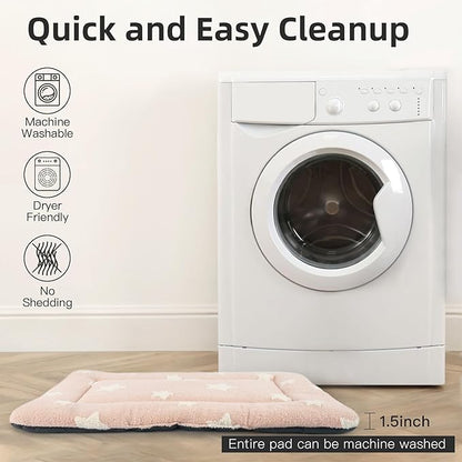 Mora Pets Dog Crate Pad Kennel Bed Crate Mat for Small Dogs Washable Cute Star Pet Bed for Dog Cage Ultra Soft Flat Puppy Cat Kitten Pillow Cushion for Sleeping Anti-Slip Pink 24 x 18