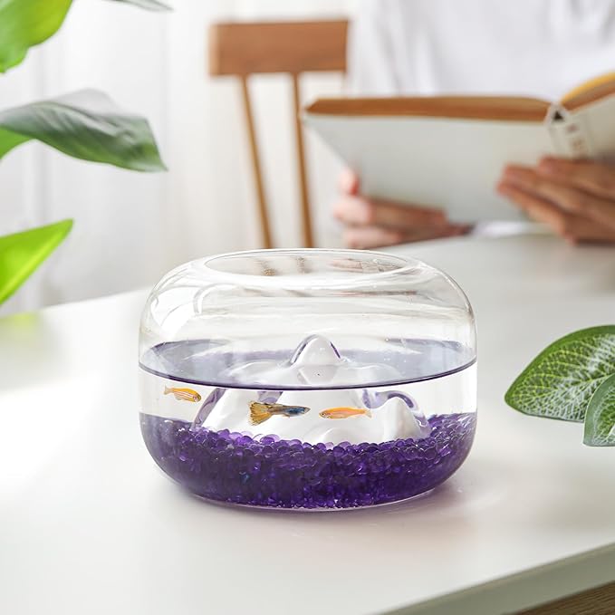 T4U Fish Tank Gravel 2 LB, Tumbled Small Rocks for Aquarium, Glass Beads for Vases, Succulent Rocks for Plants, Aquarium Gravel Decorative Pebbles for Terrarium Crafts Vase Filler, Purple