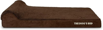 The Dog’s Bed Orthopedic Headrest Dog Bed XL Brown Plush, Memory Foam, Pain Relief for Arthritis, Hip & Elbow Dysplasia, Post Surgery, Lameness, Waterproof Washable Cover