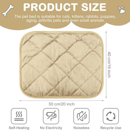 4 Pack Self Heating Cat Pad Self Warming Dog Mat Reflects Body Heat Extra Warm Thermal Pet Pad Washable Dog Cat Bed Crate Bed Mat Blanket(Beige,16 x 20 Inch)