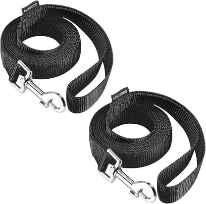 AMAGOOD 6 FT Cat Leash, Strong and Durable Traditional Style Leash with Easy to Use Collar Hook,Cat Lead Great for Cats (3/4 in x 6 ft,Black and Black(2-Pack))