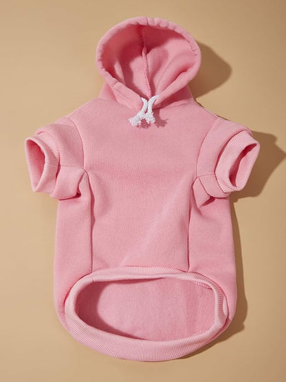 QWINEE Basic Dog Hoodie Sweatshirt Puppy Sweater Warm Cat Costumes Pet Clothes for Chihuahua Puppy Kitten Small Medium Dogs Light Pink X-Small