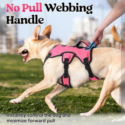 rabbitgoo Escape Proof Dog Harness, Soft Padded Full Body Pet Harness, Reflective Adjustable No Pull Vest with Lift Handle and Leash Clip for Large Dogs Walking Hiking Training, M, Pink