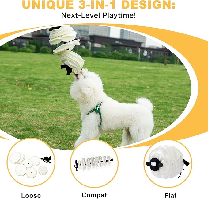 Sheep Shape Snuffle Ball for Dogs - Interactive Puzzle Toy & Treat Dispenser Mat, Slow Feeder to Relieve Puppy Boredom and Anxiety (Upgraded Squeaky)