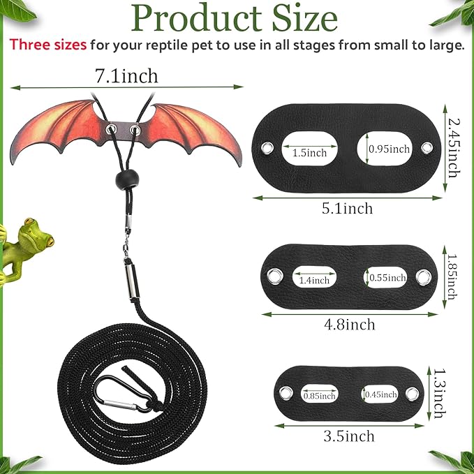 Chivao 5 Pieces Bearded Dragon Accessories Toy Set Bearded Dragon Leashes and Harnesses S/M/L 3 Size Packed Lizard Harness Mini Scooter Lizard Helmet Hats Adjustable Leash(Orange)