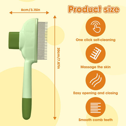 Cat Hair Brush & Dog Brush, Deshedding Brush for Long or Short Haired Pets, Removes Loose Fur, Durable Stainless Steel & ABS Design (green 2pcs)