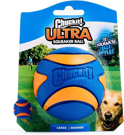 Chuckit! Ultra Squeaker Ball Dog Toy, Large (3 Inch) 1 Pack, for Large Breeds